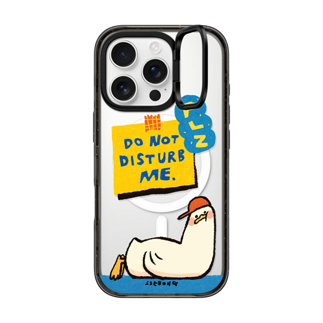 SSEBONG x CASETiFY iPhone 16 Pro ケース ブラック インパクトリングスタンドケース MagSafe対応 PLZ DO NOT DISTURB ME