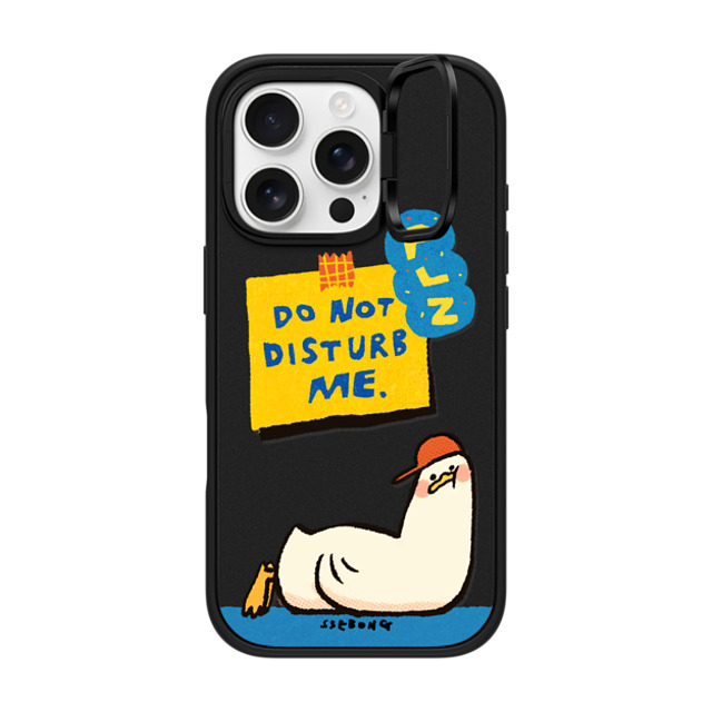 SSEBONG x CASETiFY iPhone 16 Pro ケース マットブラック インパクトリングスタンドケース MagSafe対応 PLZ DO NOT DISTURB ME