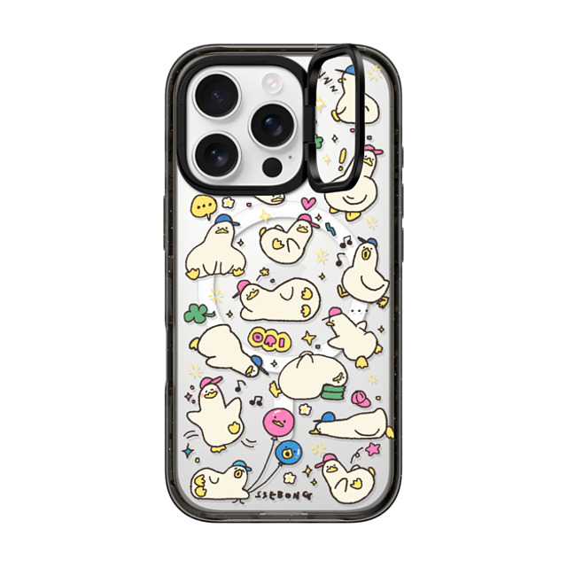 SSEBONG x CASETiFY iPhone 16 Pro ケース ブラック インパクトリングスタンドケース MagSafe対応 DUCKS