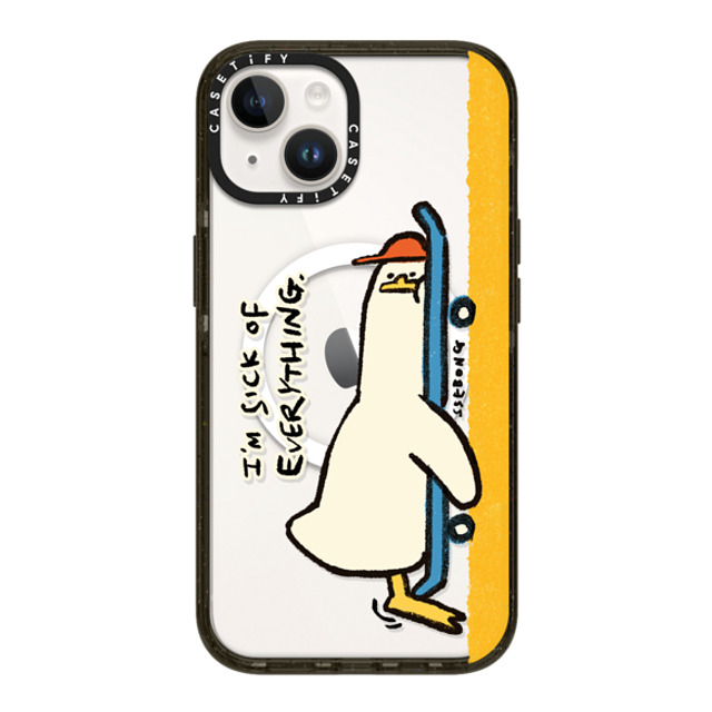 SSEBONG x CASETiFY iPhone 14 ケース ブラック インパクトケース MagSafe対応 I'M SICK OF EVERYTHING