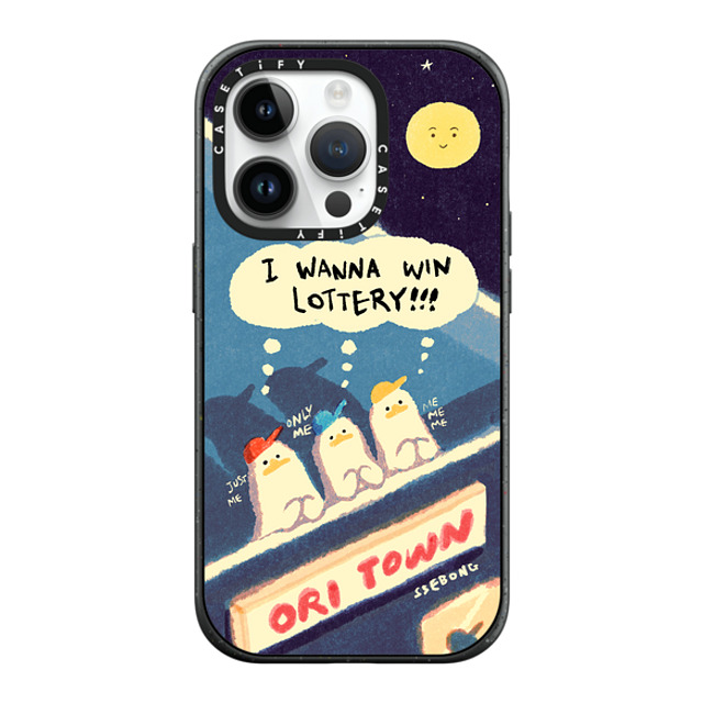 SSEBONG x CASETiFY iPhone 14 Pro ケース マットブラック インパクトケース MagSafe対応 I WANNA WIN LOTTERY!!!