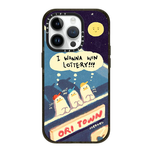 SSEBONG x CASETiFY iPhone 14 Pro ケース ブラック インパクトケース MagSafe対応 I WANNA WIN LOTTERY!!!