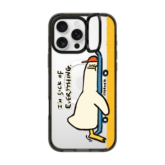 SSEBONG x CASETiFY iPhone 16 Pro Max ケース ブラック インパクトリングスタンドケース MagSafe対応 I'M SICK OF EVERYTHING