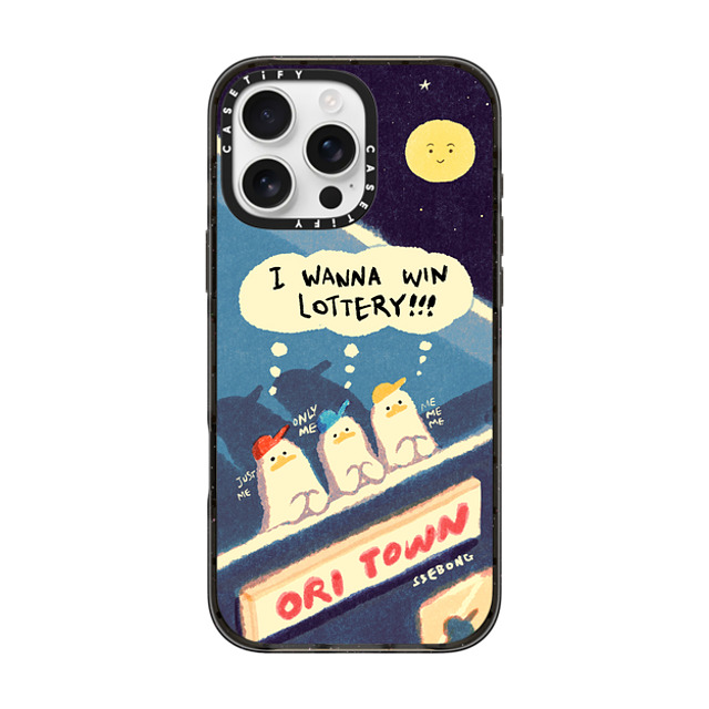 SSEBONG x CASETiFY iPhone 16 Pro Max ケース ブラック インパクトケース MagSafe対応 I WANNA WIN LOTTERY!!!