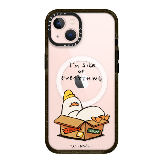 SSEBONG x CASETiFY iPhone 13 ケース ブラック インパクトケース MagSafe対応 FRAGILE