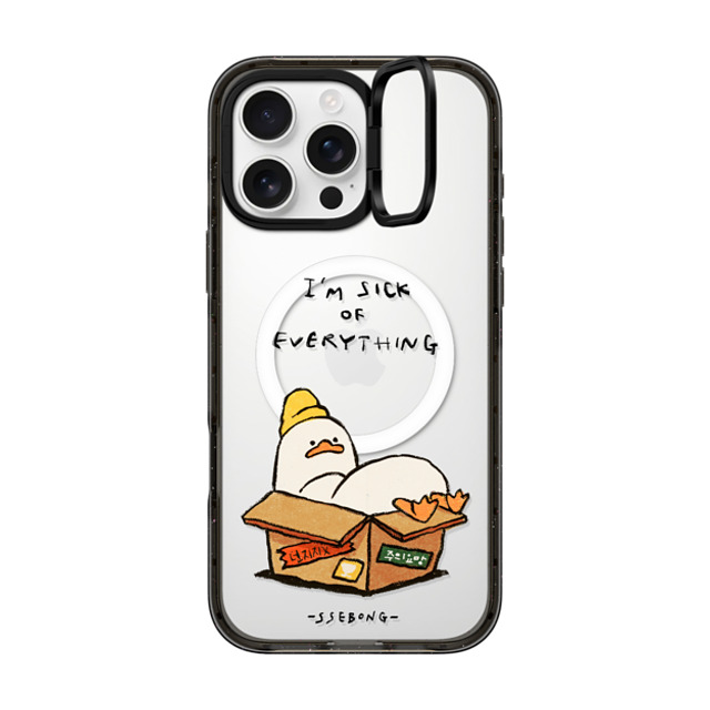 SSEBONG x CASETiFY iPhone 16 Pro Max ケース ブラック インパクトリングスタンドケース MagSafe対応 FRAGILE