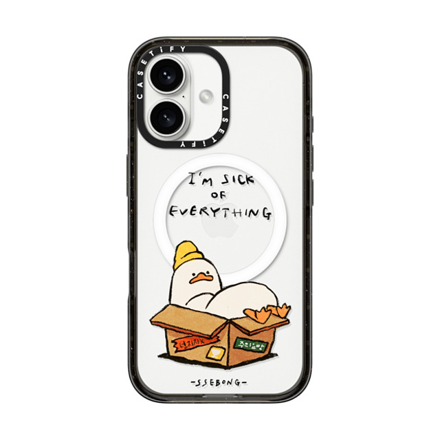 SSEBONG x CASETiFY iPhone 16 ケース ブラック インパクトケース MagSafe対応 FRAGILE