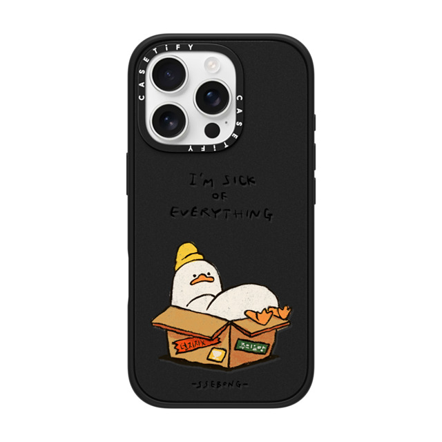 SSEBONG x CASETiFY iPhone 16 Pro ケース マットブラック インパクトケース MagSafe対応 FRAGILE