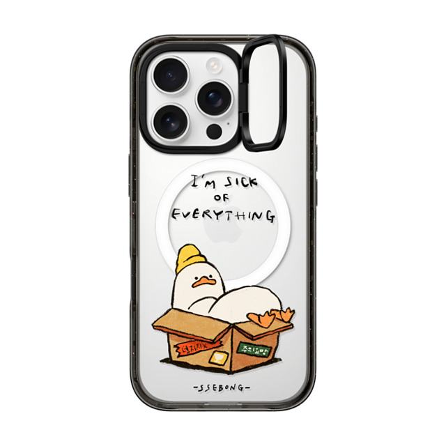 SSEBONG x CASETiFY iPhone 16 Pro ケース ブラック インパクトリングスタンドケース MagSafe対応 FRAGILE