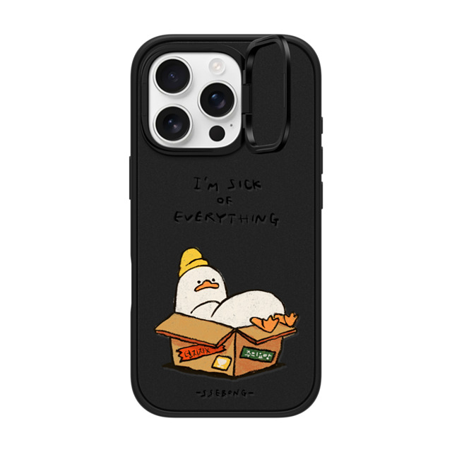 SSEBONG x CASETiFY iPhone 16 Pro ケース マットブラック インパクトリングスタンドケース MagSafe対応 FRAGILE