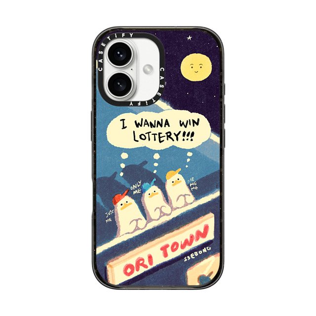 SSEBONG x CASETiFY iPhone 16 ケース ブラック インパクトケース MagSafe対応 I WANNA WIN LOTTERY!!!