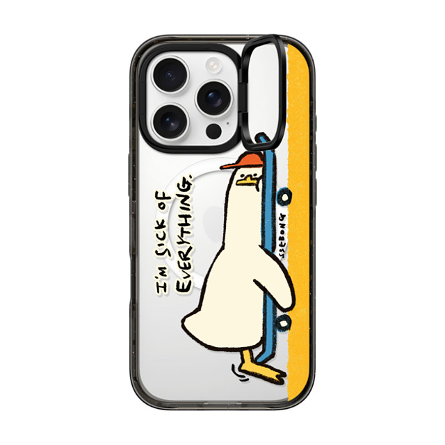 SSEBONG x CASETiFY iPhone 16 Pro ケース ブラック インパクトリングスタンドケース MagSafe対応 I'M SICK OF EVERYTHING