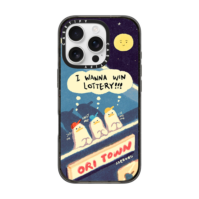 SSEBONG x CASETiFY iPhone 16 Pro ケース ブラック インパクトケース MagSafe対応 I WANNA WIN LOTTERY!!!