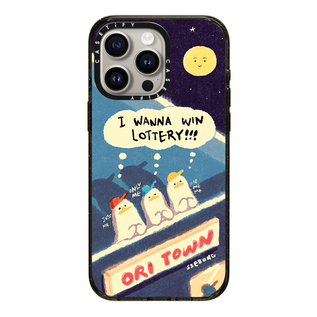 SSEBONG x CASETiFY iPhone 15 Pro Max ケース ブラック インパクトケース MagSafe対応 I WANNA WIN LOTTERY!!!