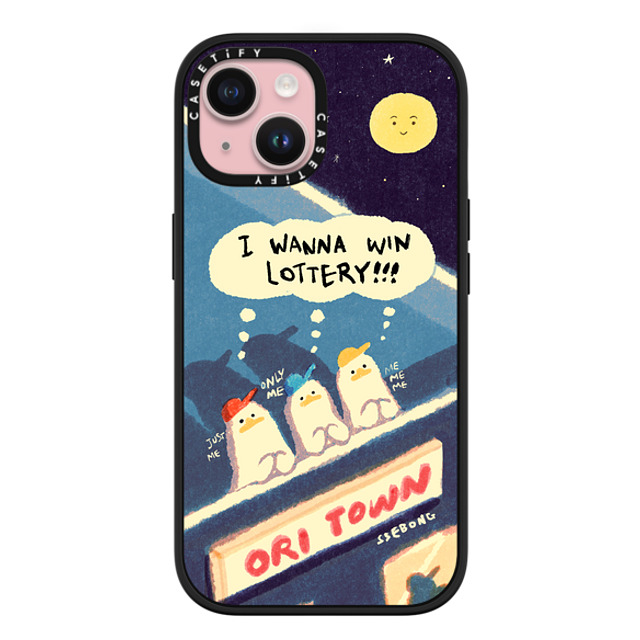 SSEBONG x CASETiFY iPhone 15 ケース マットブラック インパクトケース MagSafe対応 I WANNA WIN LOTTERY!!!