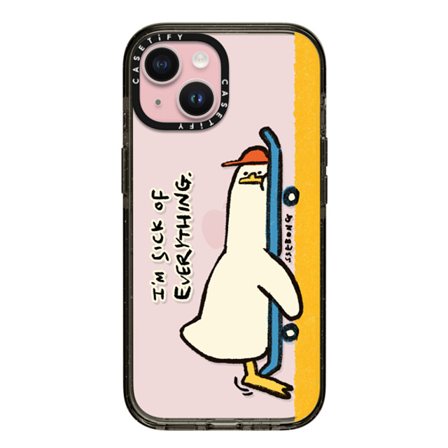 SSEBONG x CASETiFY iPhone 15 ケース ブラック インパクトケース I'M SICK OF EVERYTHING