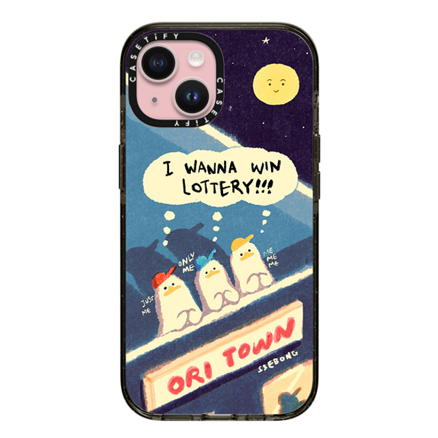 SSEBONG x CASETiFY iPhone 15 ケース ブラック インパクトケース I WANNA WIN LOTTERY!!!