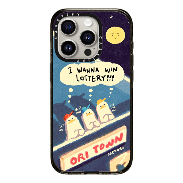 SSEBONG x CASETiFY iPhone 15 Pro ケース ブラック インパクトケース MagSafe対応 I WANNA WIN LOTTERY!!!