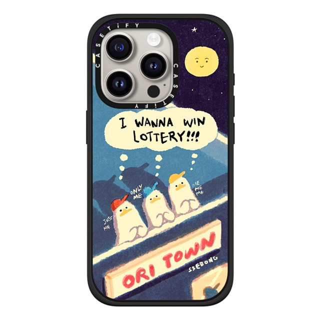 SSEBONG x CASETiFY iPhone 15 Pro ケース マットブラック インパクトケース MagSafe対応 I WANNA WIN LOTTERY!!!