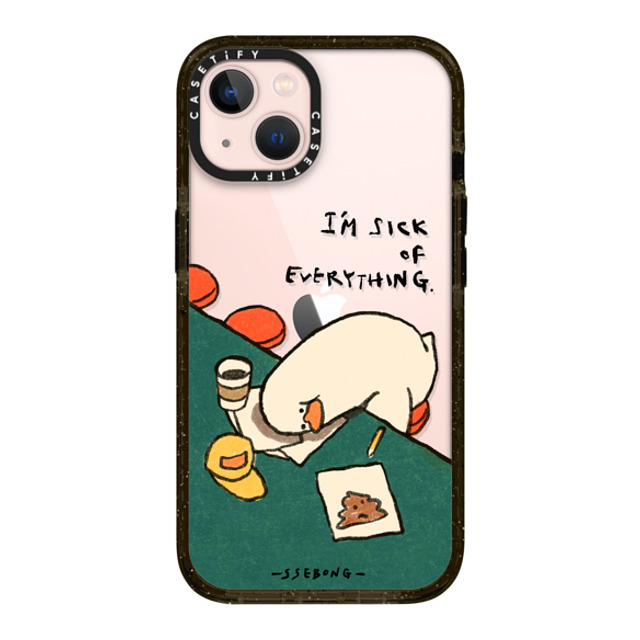 SSEBONG x CASETiFY iPhone 13 ケース ブラック インパクトケース I'm sick of everything