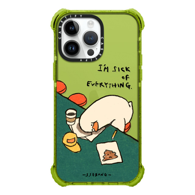 SSEBONG x CASETiFY iPhone 14 Pro Max ケース Kiwi ウルトラインパクトケース I'm sick of everything