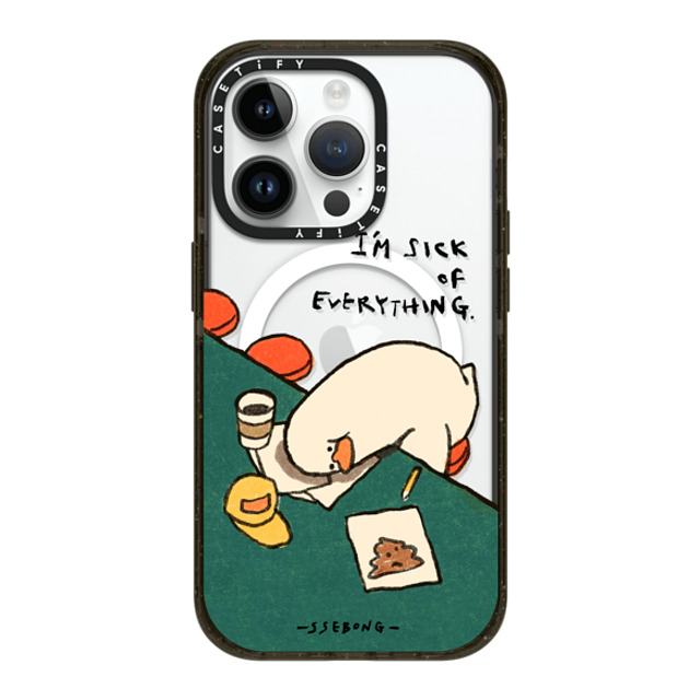 SSEBONG x CASETiFY iPhone 14 Pro ケース ブラック インパクトケース MagSafe対応 I'm sick of everything