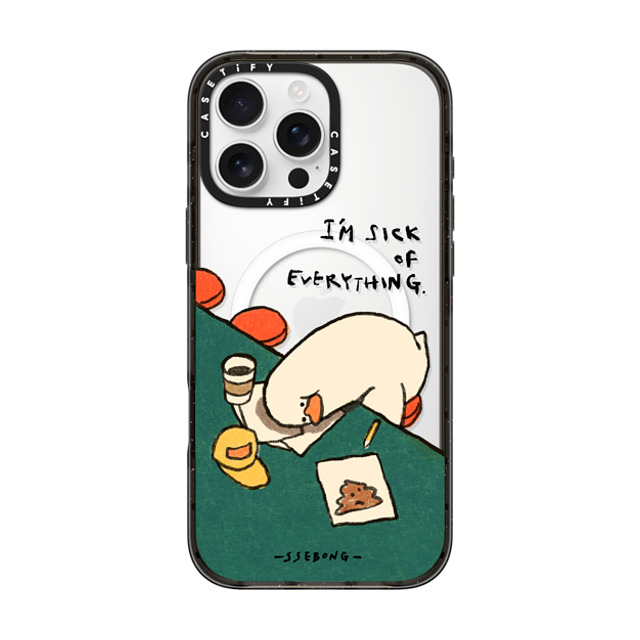 SSEBONG x CASETiFY iPhone 16 Pro Max ケース ブラック インパクトケース MagSafe対応 I'm sick of everything