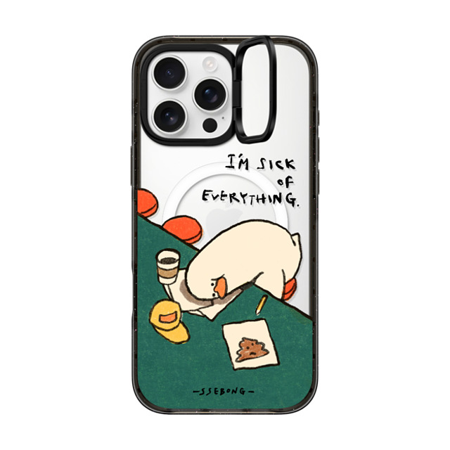 SSEBONG x CASETiFY iPhone 16 Pro Max ケース ブラック インパクトリングスタンドケース MagSafe対応 I'm sick of everything