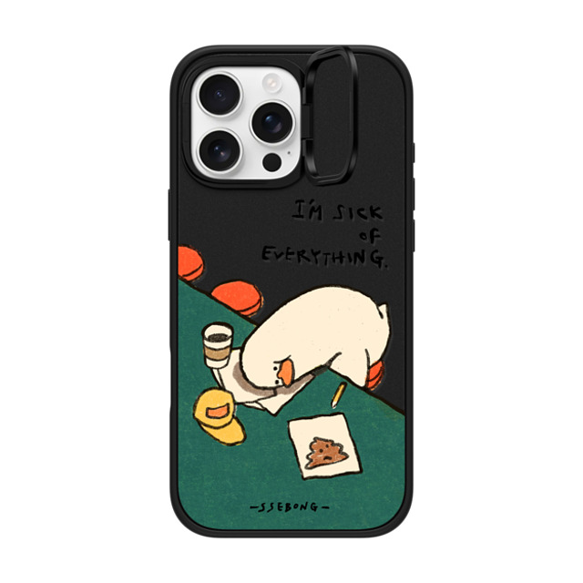 SSEBONG x CASETiFY iPhone 16 Pro Max ケース マットブラック インパクトリングスタンドケース MagSafe対応 I'm sick of everything