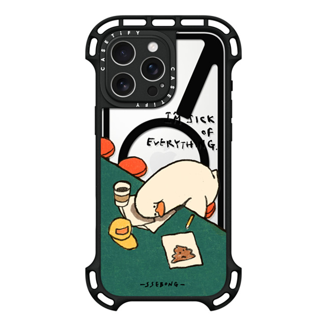 SSEBONG x CASETiFY iPhone 16 Pro Max ケース ブラック ウルトラ バウンスケース MagSafe対応 I'm sick of everything