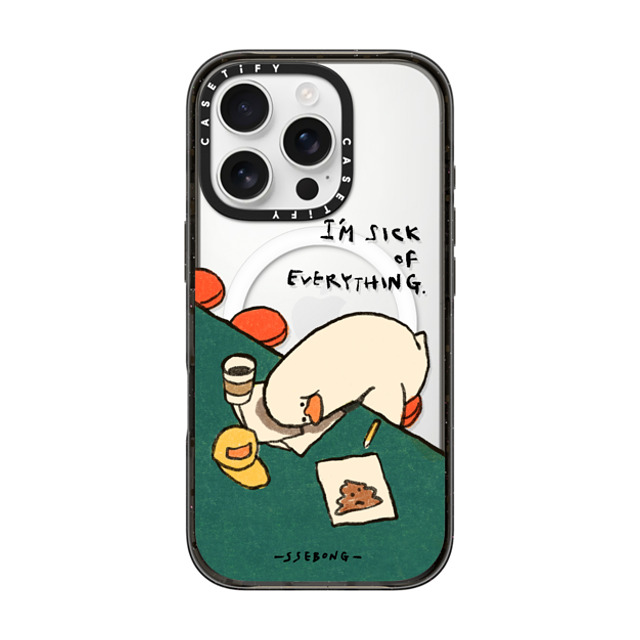 SSEBONG x CASETiFY iPhone 16 Pro ケース ブラック インパクトケース MagSafe対応 I'm sick of everything