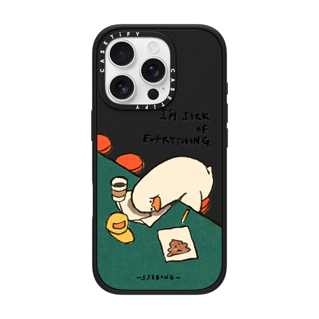 SSEBONG x CASETiFY iPhone 16 Pro ケース マットブラック インパクトケース MagSafe対応 I'm sick of everything