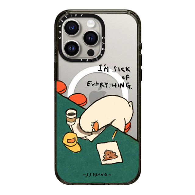 SSEBONG x CASETiFY iPhone 15 Pro Max ケース ブラック インパクトケース MagSafe対応 I'm sick of everything