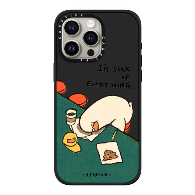 SSEBONG x CASETiFY iPhone 15 Pro Max ケース マットブラック インパクトケース MagSafe対応 I'm sick of everything