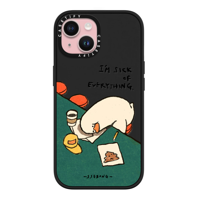 SSEBONG x CASETiFY iPhone 15 ケース マットブラック インパクトケース MagSafe対応 I'm sick of everything