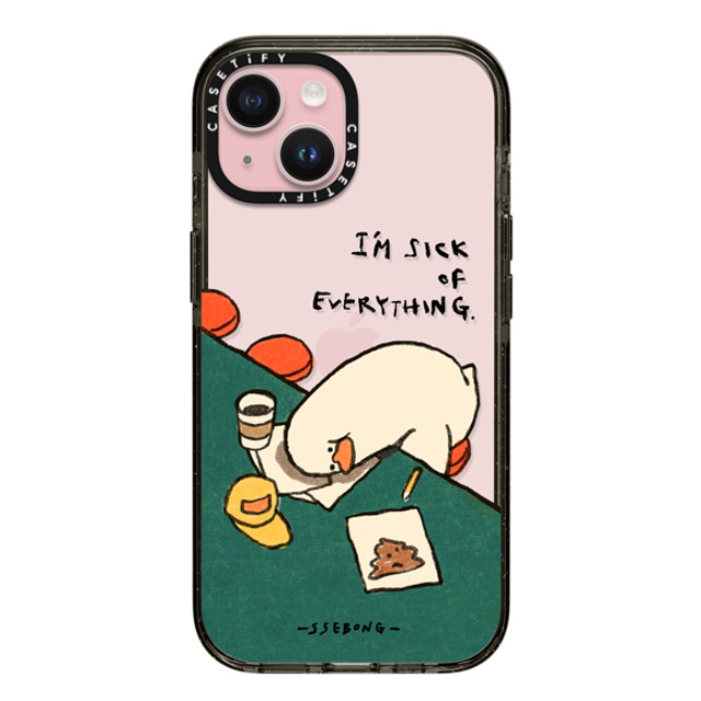 SSEBONG x CASETiFY iPhone 15 ケース ブラック インパクトケース I'm sick of everything