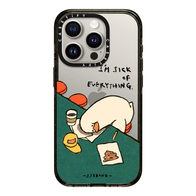 SSEBONG x CASETiFY iPhone 15 Pro ケース ブラック インパクトケース I'm sick of everything