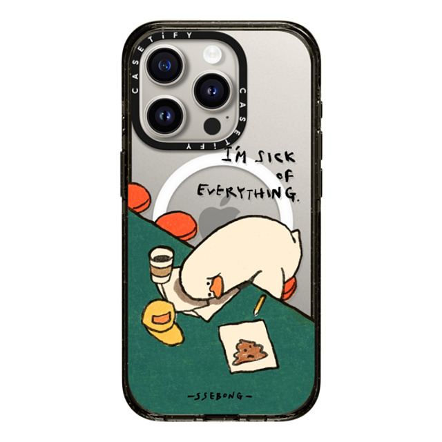 SSEBONG x CASETiFY iPhone 15 Pro ケース ブラック インパクトケース MagSafe対応 I'm sick of everything