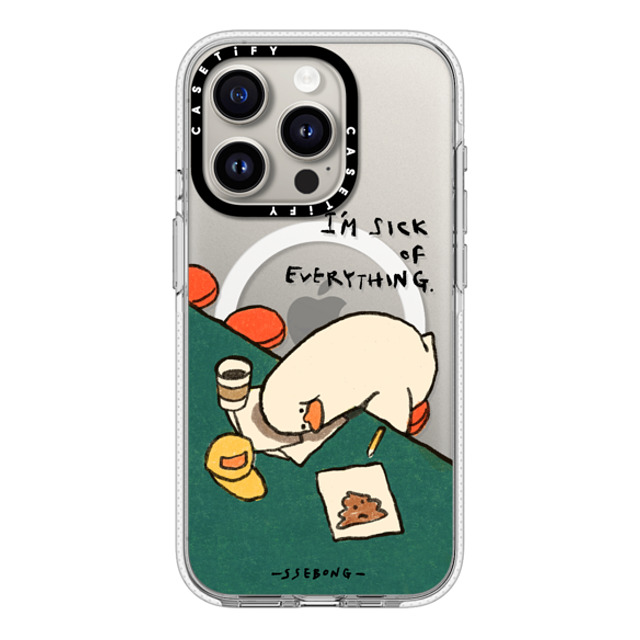 SSEBONG x CASETiFY iPhone 15 Pro ケース クリア クリア ケース MagSafe対応 I'm sick of everything