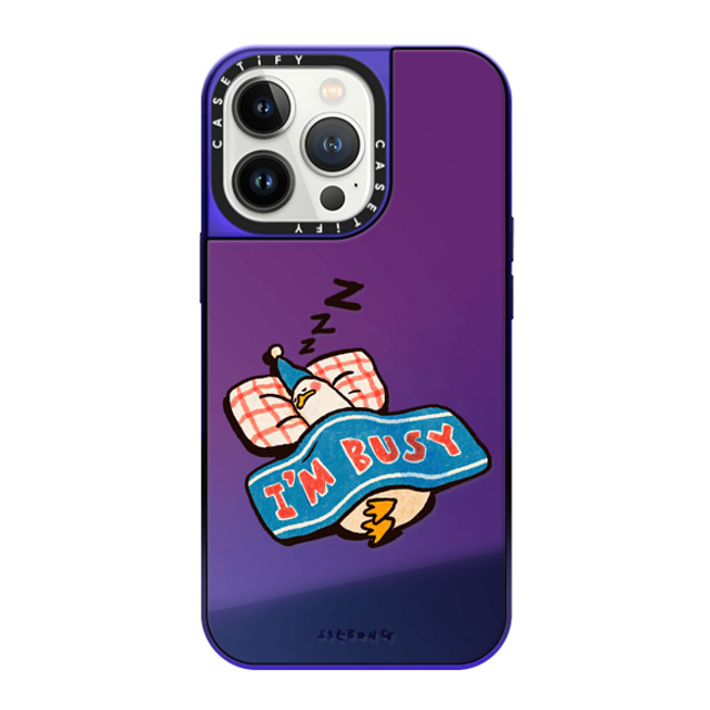 SSEBONG x CASETiFY iPhone 13 Pro ケース Purple Disco on Purple ミラーケース MagSafe対応 I'm so busy