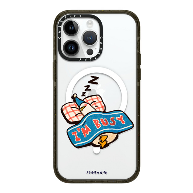 SSEBONG x CASETiFY iPhone 14 Pro Max ケース ブラック インパクトケース MagSafe対応 I'm so busy