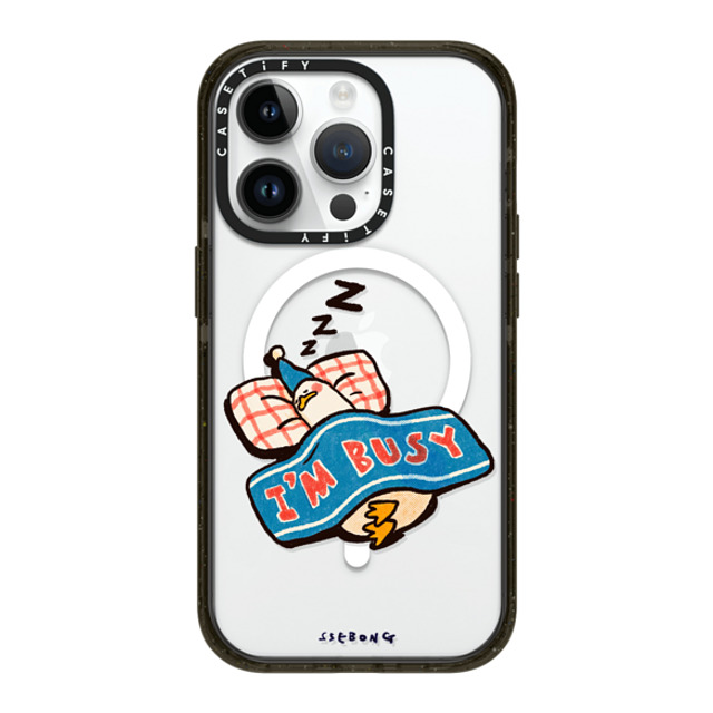 SSEBONG x CASETiFY iPhone 14 Pro ケース ブラック インパクトケース MagSafe対応 I'm so busy