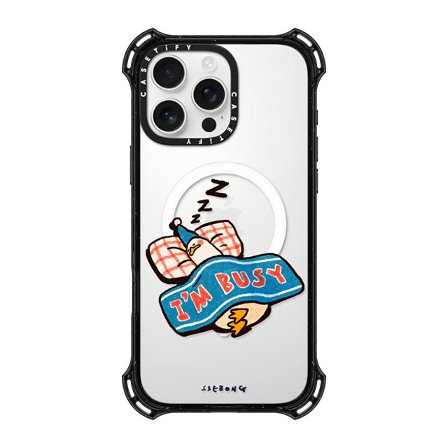 SSEBONG x CASETiFY iPhone 16 Pro Max ケース ブラック バウンスケース I'm so busy