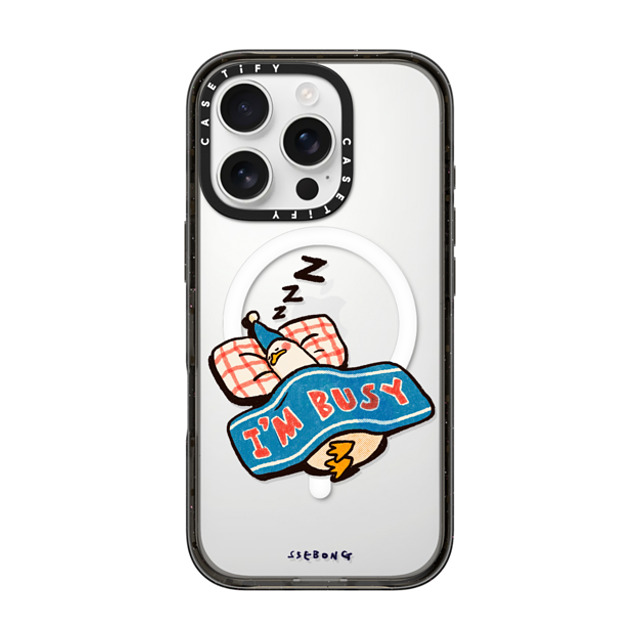 SSEBONG x CASETiFY iPhone 16 Pro ケース ブラック インパクトケース MagSafe対応 I'm so busy