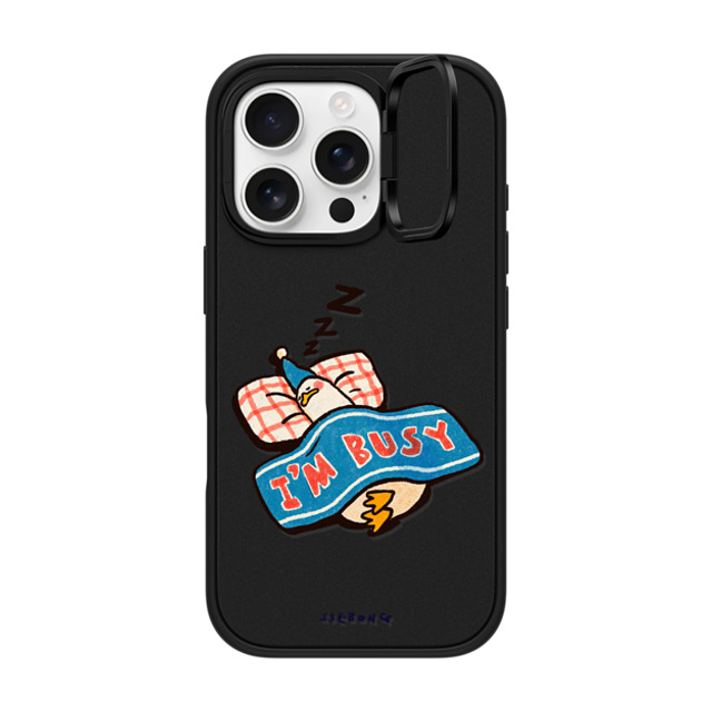 SSEBONG x CASETiFY iPhone 16 Pro ケース マットブラック インパクトリングスタンドケース MagSafe対応 I'm so busy