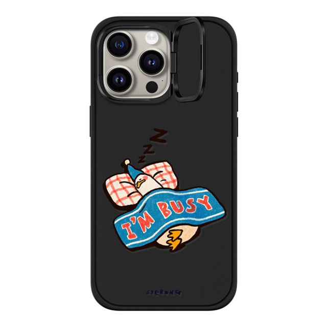 SSEBONG x CASETiFY iPhone 15 Pro Max ケース マットブラック インパクトリングスタンドケース MagSafe対応 I'm so busy