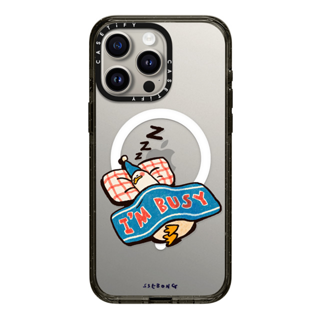 SSEBONG x CASETiFY iPhone 15 Pro Max ケース ブラック インパクトケース MagSafe対応 I'm so busy