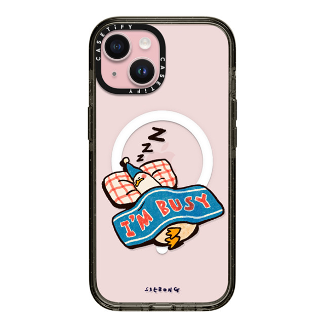 SSEBONG x CASETiFY iPhone 15 ケース ブラック インパクトケース MagSafe対応 I'm so busy