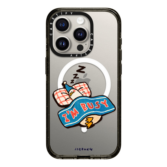 SSEBONG x CASETiFY iPhone 15 Pro ケース ブラック インパクトケース MagSafe対応 I'm so busy