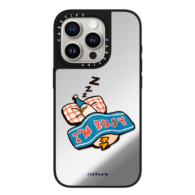 SSEBONG x CASETiFY iPhone 15 Pro Case Silver on Black ミラーケース MagSafe対応 I'm so busy SSEBONG x CASETiFY iPhone 15 Pro Case Silver on Black ミラーケース MagSafe対応 I'm so busy